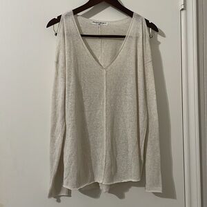 Project Social T Cream V-Neck Long Sleeve Top
